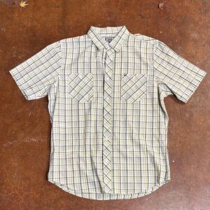 Billabong Plaid Short Sleeve Shirt - Tan and Green